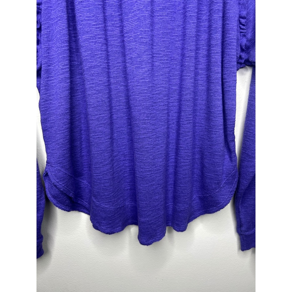 Pilcro Anthropologie Diana Ruffled Raglan Thermal Top Long Sleeve Purple XL Boho - Picture 9 of 12